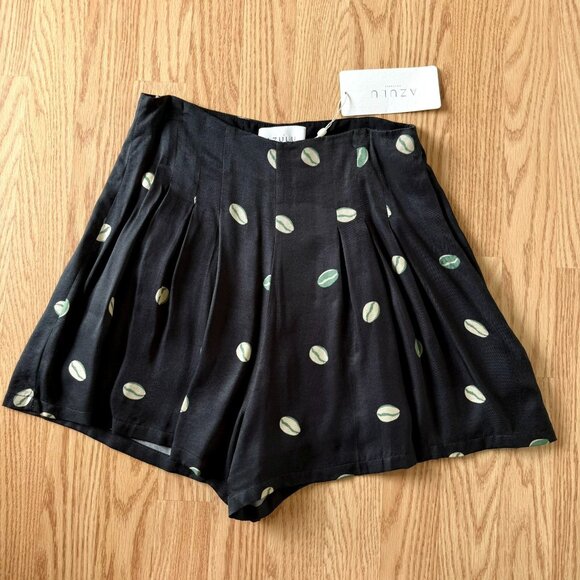 Azulu Brisa Shorts Size Small Black Coffee Bean Print NWT Luxury Resortwear - Picture 2 of 11